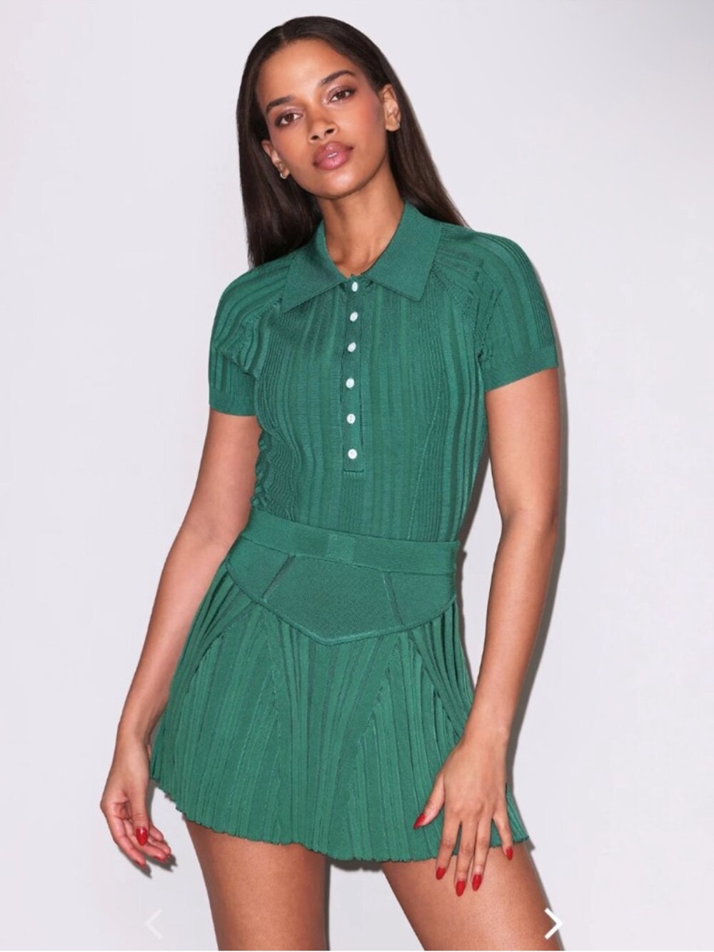 Fleur du Mal Ribbed Collar Button Neck Polo Bodysuit Lucky Green Size Large - Picture 4 of 8